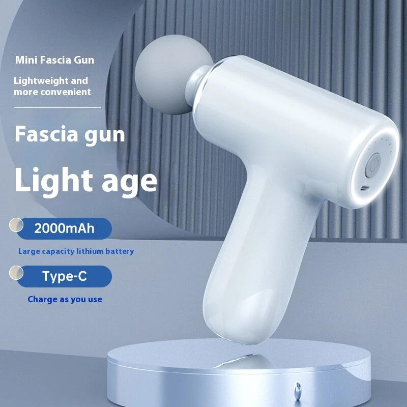(image for) Electric Mini Muscle Massage Gun 6 Speed 4 Massage Heads Professional Vibration Massager Fitness Fascia Gun